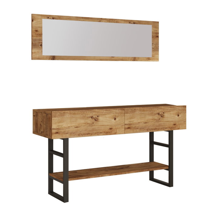 Hanah Home Consola Ml24-A Moderna Industrial Pino Atlántico con Espejo